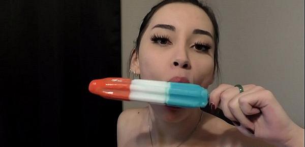  18 Year Old Aria Lee Nude On Bed Wishing She Had Multiple Cocks To Play With But Only Has Huge Popsicles